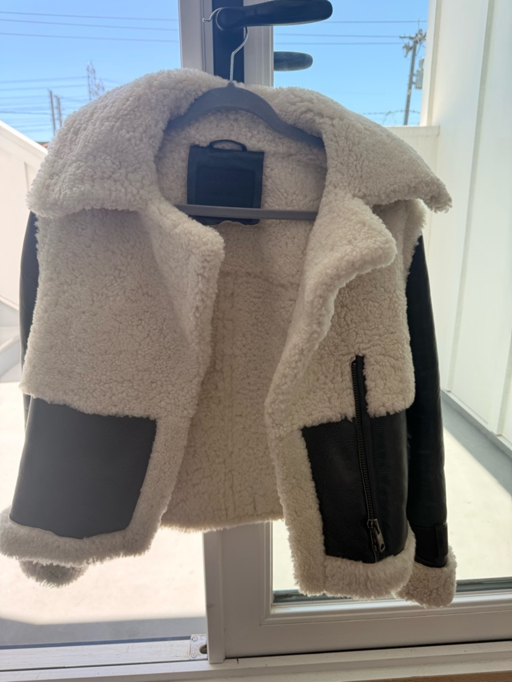 Women’s ALLSAINTS Farley Leather and Shearling Jacket XS